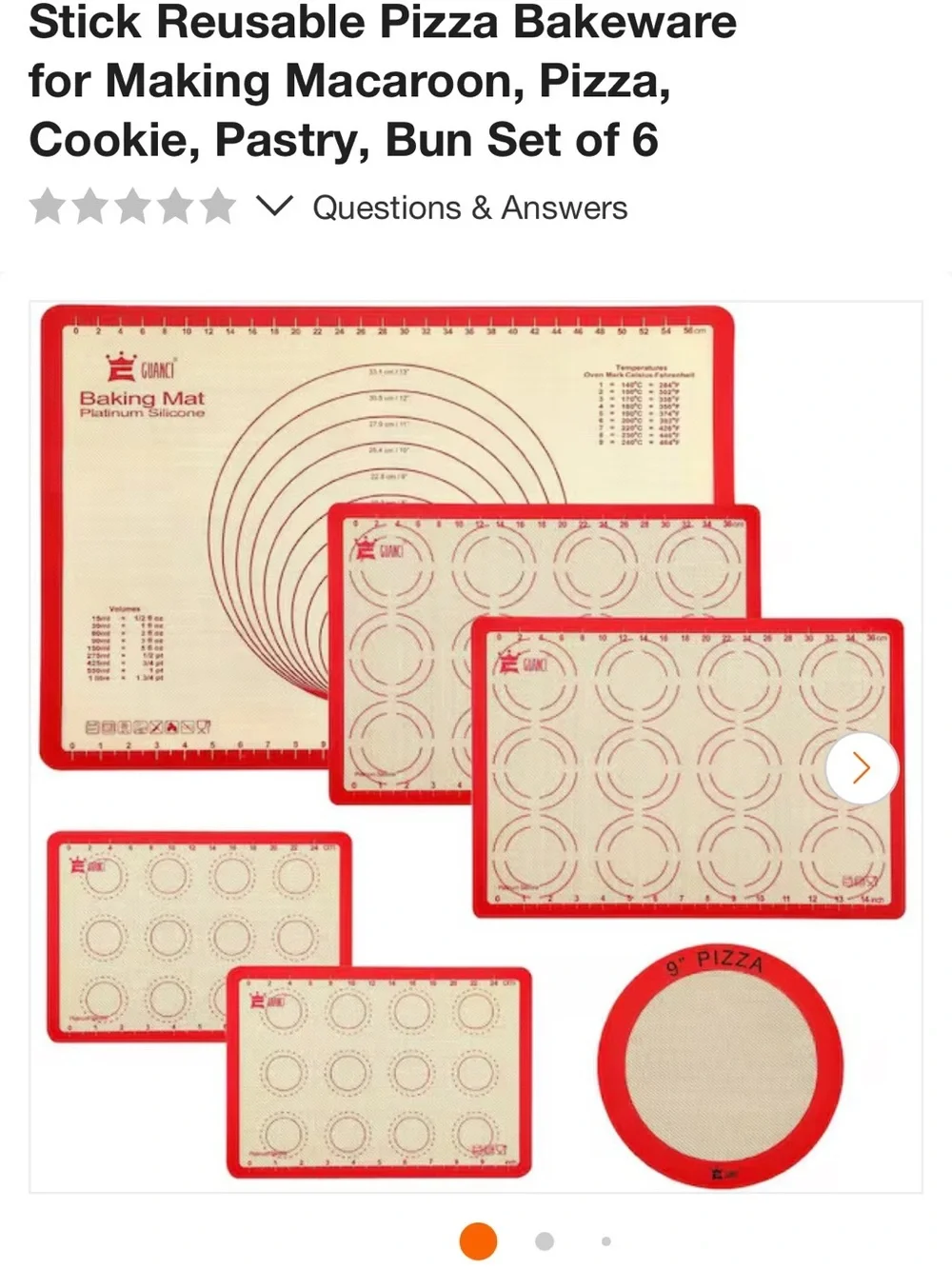 Red and Cream Silicone Baking Mat Set with Nonstick Surface